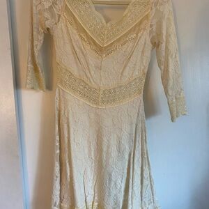 Free People Elegant Lace Cream Dress